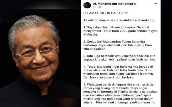 Hantaran Dr Mahathir di Facebook beliau pada Jumaat.