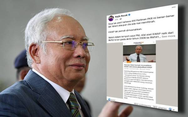 Najib membuat hantaran di Facebook pada Selasa membidas dakwaan Ahli Parlimen Pasir Gudang, Hassan Abdul Karim