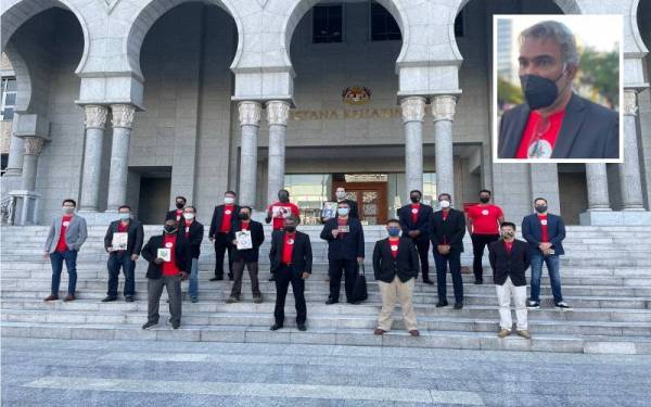 FRAM menyatakan solidariti di luar perkarangan Istana Kehakiman terhadap salah seorang ahlinya yang mengemukakan rayuan bagi meluangkan lebih banyak masa bersama anaknya pada Jumaat. (Gambar kecil: Fernandez)