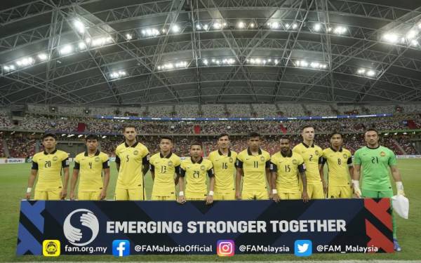 Kesebelasan Harimau Malaya pada aksi berdepan Indonesia di Stadium Nasional, Singapura - Foto Fb FAM