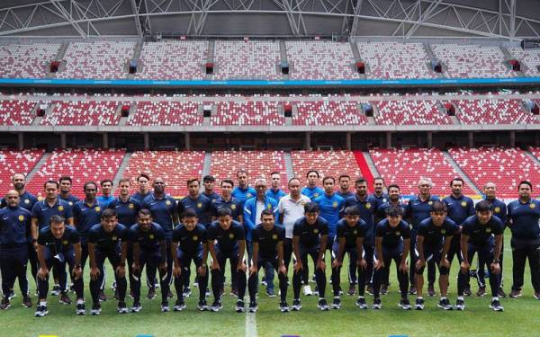 Skuad Harimau Malaya yang menggalas cabaran dalam saingan Piala Suzuki AFF 2020 di Singapura, baru-baru ini. - Foto Football Association of Malaysia