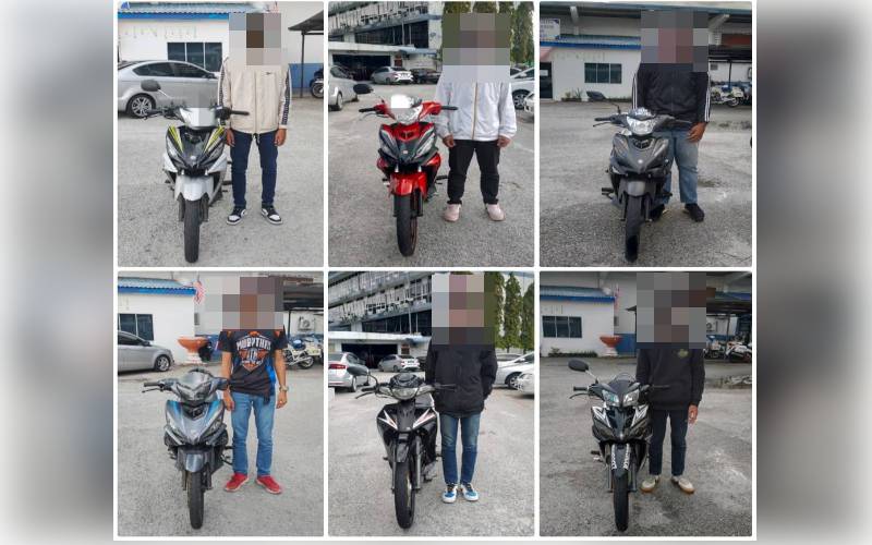 Enam penunggang motosikal ditahan JSPT Bukit Aman dalam Ops Samseng Jalanan di Lebuhraya Seremban - Port Dickson, pada Sabtu.