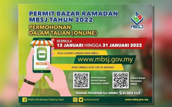 Permohonan secara dalam talian dengan mengimbas kod QR disediakan.