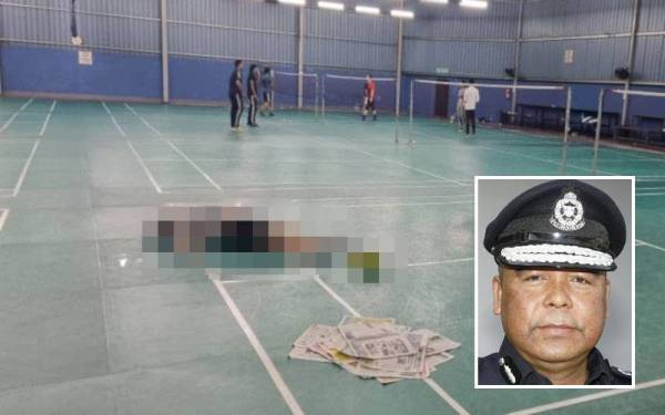 Mangsa lengkap berpakaian sukan dikatakan rebah di sebuah gelanggang badminton di Taman Raja Idris di sini pada malam Khamis sebelum disahkan meninggal dunia. Gambar kecil: Osman Mamat