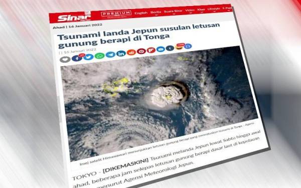 Tsunami melanda Jepun lewat Sabtu hingga awal Ahad, beberapa jam selepas letusan gunung berapi dasar laut di kepulauan Tonga.