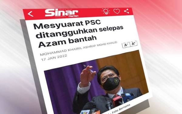 Laporan Sinar Harian pada Isnin.