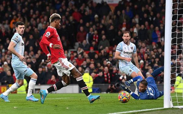 Gol tunggal perlawanan jaringan Rashford menyaksikan United kini melonjak pada tangga keempat EPL. - Foto Getty Images