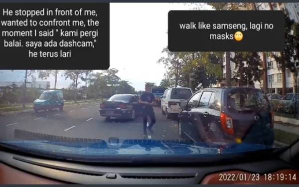 Suspek menahan kereta mangsa dan cuba berdepan dengan mangsa.