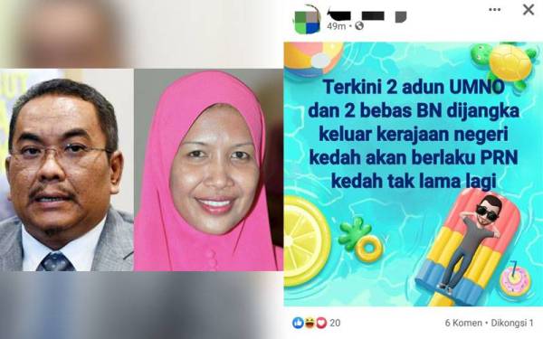 Muhammad Sanusi dan Nor Sabrina menepis dakwaan kononnya empat ADUN akan tarik sokongan terhadap kerajaan negeri Kedah.