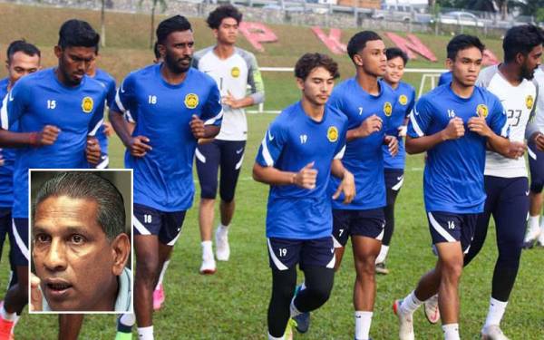 Anak buah Maloney giat menjalani latihan sebagai persiapan mengharungi saingan Piala AFF B-23. Gambar kecil: B Sathianathan