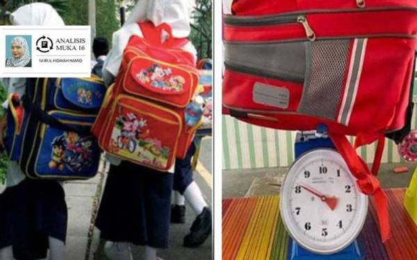 Murid terpaksa menggalas beg yang berat ke sekolah sehingga ada yang mencecah 10kg. -Foto: Ihsan pembaca