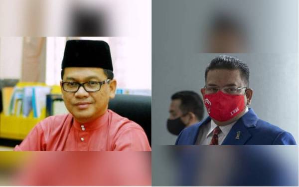 Mohd Na'im (kiri) memfailkan penghakiman ingkar (JID) terhadap Lokman Noor Adam di Pejabat Pendaftar Mahkamah Tinggi Kuala Lumpur pada Isnin.