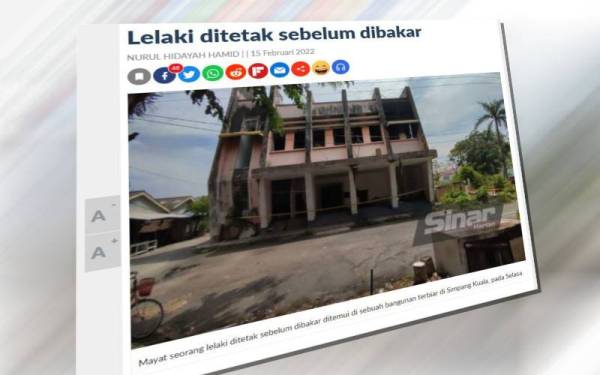 Laporan Sinar Harian Online pada Selasa.