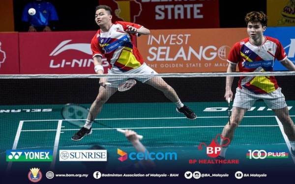 Aksi Aaron-Wooi Yik pada BATC 2022 pada Jumaat. - Foto BAM