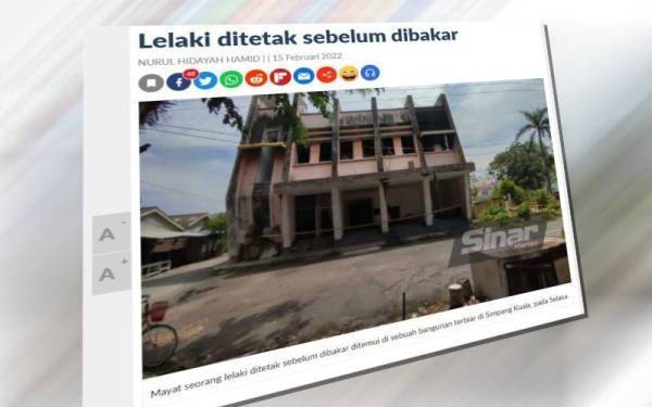 Laporan Sinar Harian pada 15 Februari lalu.