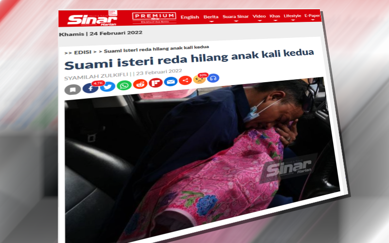 Laporan Sinar Harian berkenaan kematian bayi berusia 15 bulan.