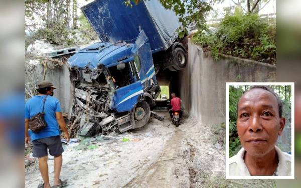 Penduduk Orang Asli di Kampung Sungai Peria, Sahom di sini terpaksa membahayakan nyawa mereka melalui jalan berkenaan setiap hari. (Gambar kecil: Bah Wel)