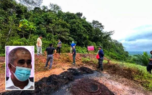 Lokasi serangan gajah di sebuah ladang di Sungai Putat, Jerantut pada Februari lalu. Gambar kecil: Nazri