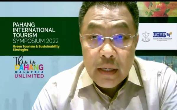 Mohd Sharkar ketika berucap pada Majlis Perasmian Pahang International Tourism Symposium 2022 secara maya pada Khamis.