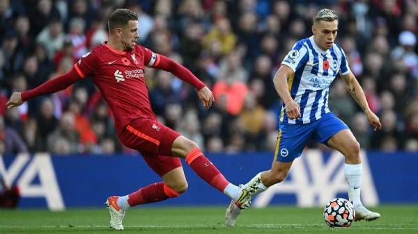 Aksi Liverpool berdepan Brighton, 30 Oktober lalu.