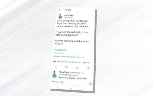 Ciapan Akmal yang dimuat naik di akaun Twitternya.