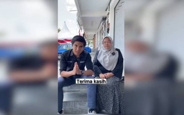 Tangkap layar video Syed Saddiq (kiri) dan Amira Aisya yang dimuat naik di laman Twitter pada Ahad.