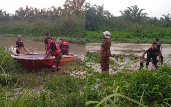 Operasi mencari dan menyelamat mangsa bersama kenderaan sedang diusahakan oleh anggota bomba.