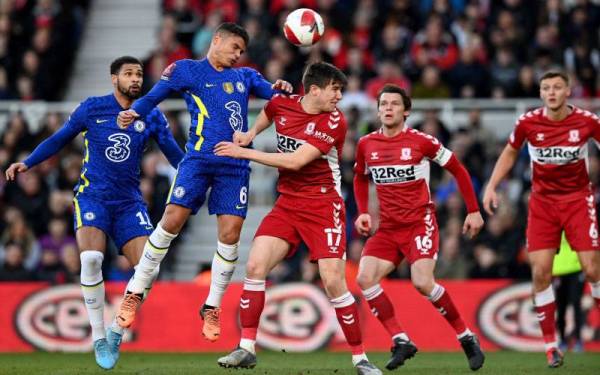 Antara aksi menarik perlawanan Chelsea menentang Middlesbrough di fasa lapan terbaik Piala FA di Stadium Riverside.