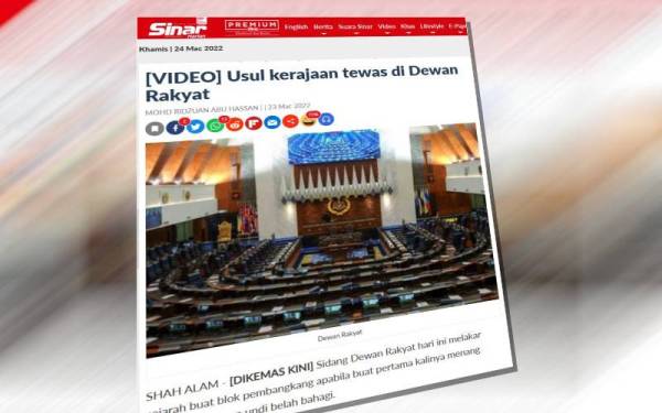 Laporan Sinar Harian pada Rabu