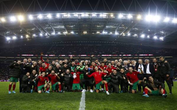 Pemain Portugal meraikan kejayaan mara ke pusingan akhir Piala Dunia Qatar 2022 selepas menewaskan Macedonia Utara.