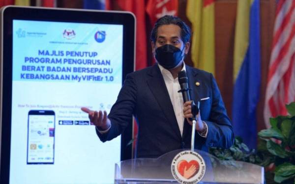 Khairy ketika berucap pada Majlis Penutup Program Pengurusan Berat Badan Bersepadu Kebangsaan MyV IFitEr 1.0 dan Pelancaran World Physical Activity Day (WOPAD) 2022 di Kementeriannya pada Rabu. - Foto Bernama