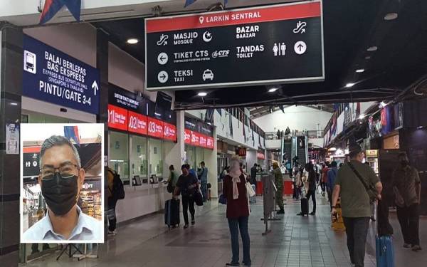 Terminal Pengangkutan Awam Larkin Sentral menjadi transit kepada warga Singapura yang menaiki pengangkutan awam selepas keluar dari Tambak Johor dan Laluan Kedua. (Gambar kecil) Mohd Helmi