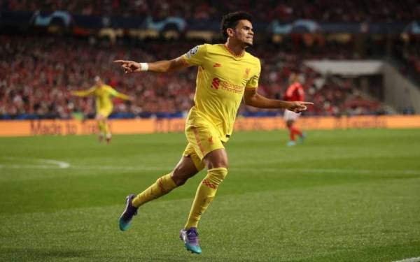 Pemain Liverpool, Diaz meraikan jaringannya ketika membantu pasukannya menewaskan Benfica di Estadio da Luz pada awal pagi Rabu.