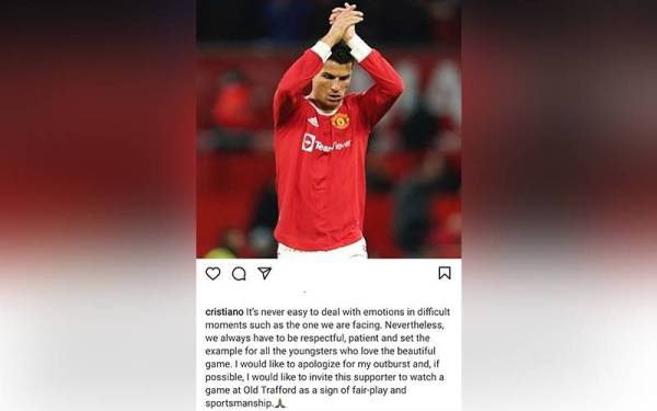 Ronaldo nyata kecewa selepas United tewas kepada Everton dalam aksi Liga Perdana Inggeris di Goodison Park pada Sabtu.