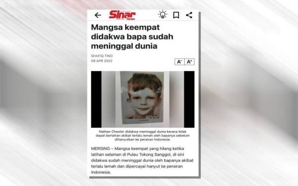 Laporan Sinar Harian 9 April lalu.