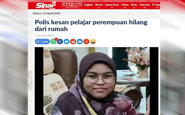 Laporan Sinar Harian pada Selasa.