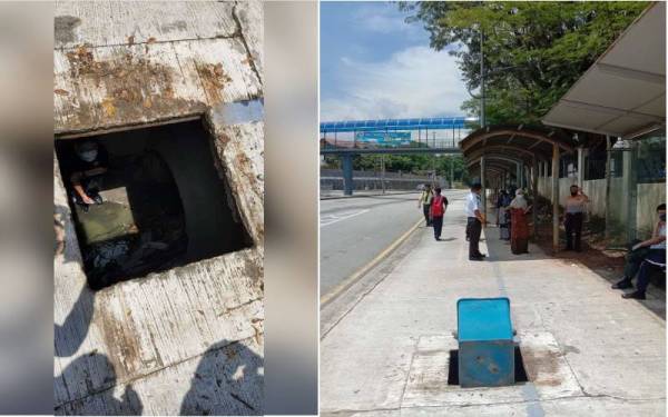 Pelajar yang cedera terjatuh ke dalam longkang di hentian bas di hadapan Sekolah Menengah Kebangsaan (SMK) (L) Bukit Bintang, Jalan Utara di sini pada Selasa. - Foto FB MBPJ