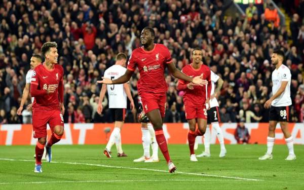 Konate penjaring gol pertama Liverpool ketika melayan kunjungan Benfica di Anfield.