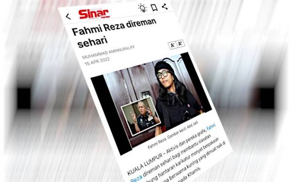 Laporan Sinar Harian bertarikh 15 April lalu.