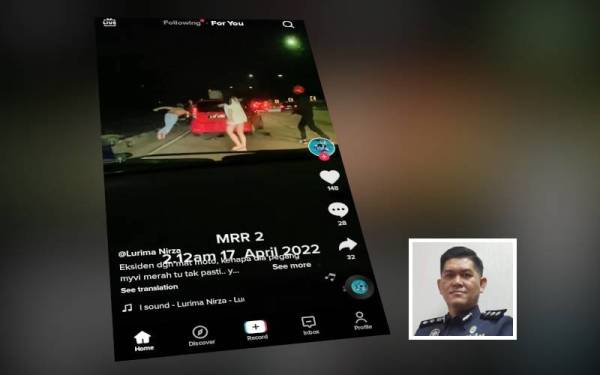 Pejalan kaki tersebut tular selepas satu video memaparkan cubaannya menyelamatkan diri dimuat naik oleh seorang pengguna TikTok. (Gambar kecil: Sarifudin)