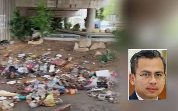 Longgokan sampah akibat banjir kilat yang berlaku pada Isnin. Gambar kecil: Fahmi