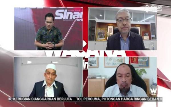 Syed Saleh (atas, kanan) pada program Wacana Sinar edisi ke-341 yang bersiaran secara langsung di semua platform digital Sinar Harian pada Selasa.