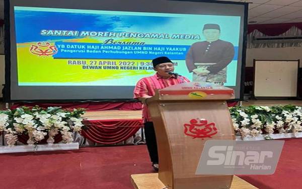 Ahmad Jazlan ketika berucap pada Majlis Moreh dan Santai bersama pengamal media Kelantan.