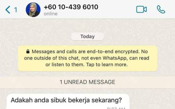 Gambar Rahilah digunakan sebagai gambar profil di aplikasi WhatsApp tanpa kebenaran sejak Khamis.