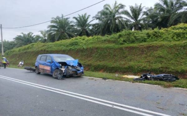 Keadaan kenderaan berkenaan selepas kemalangan. - Foto PDRM