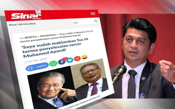 Laporan Sinar Harian pada Sabtu. Gambar kanan: Faiz Fadzil