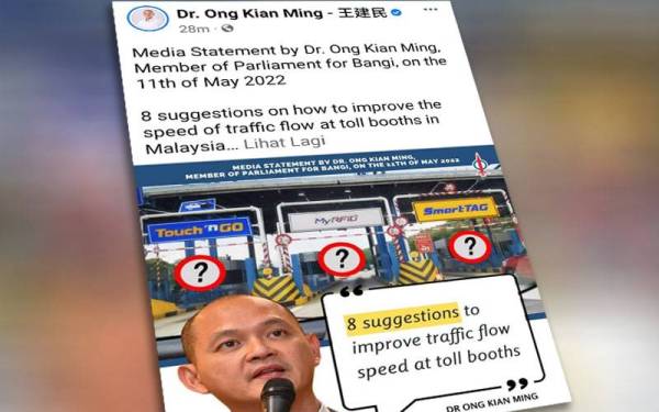 Lapan cadangan yang dikemukakan Kian Ming di Facebook miliknya bagi menambah baik aliran trafik di pondok tol.