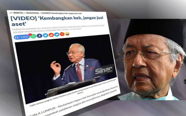 Dr Mahathir mengulas mengenai analogi kek untuk ekonomi yang digunakan Najib sewaktu berhujah pada Debat Perdana Khamis lalu.