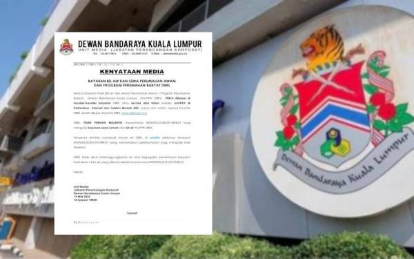 Kenyataan media DBKL berhubung isu kutipan sewa, bayaran bil air di PA dan PPR DBKL.