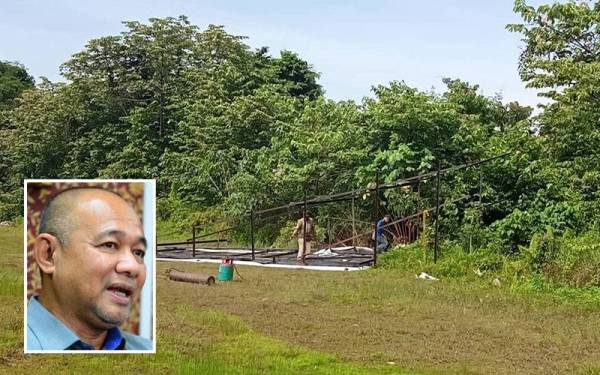 Antara papan iklan di kawasan Hutan Simpan Kuala Langat Utara yang telah dirobohkan pada Selasa kerana dibina tanpa kebenaran. Gambar kecil; Ahmad Fadzil